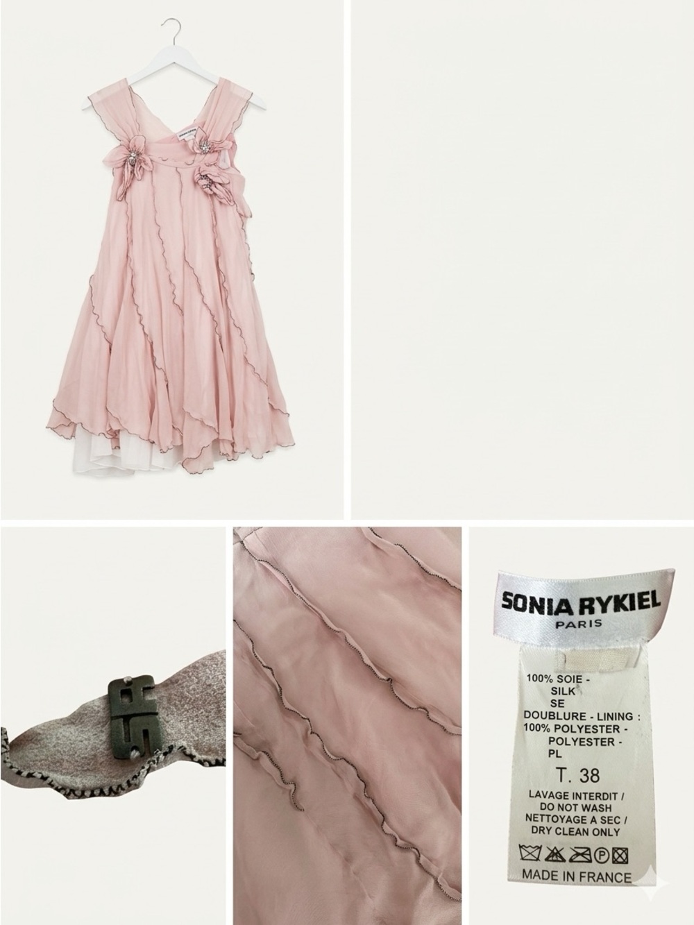 Sonia Rykiel Dusty Rose Silk-Blend Ruffle Midi Dress - Picture 2 of 3